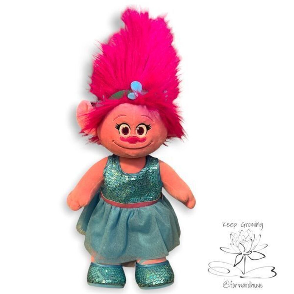 Princess Poppy Trolls Build a Bear Plush with Blue Sequins Dress & Shoes